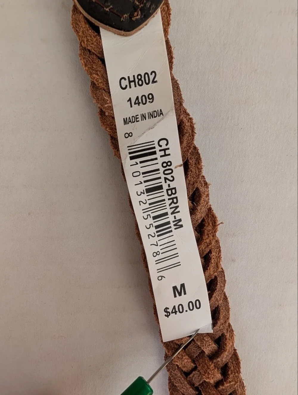 Chaps Braided Genuine Leather Belt MEDIUM Dark Brown FLAWS
